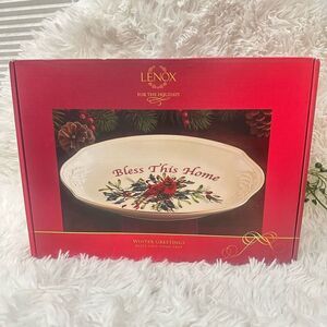 Lenox Winter Greetings Bless This Home Oval Tray‎ 11" Vintage Cardinal NEW